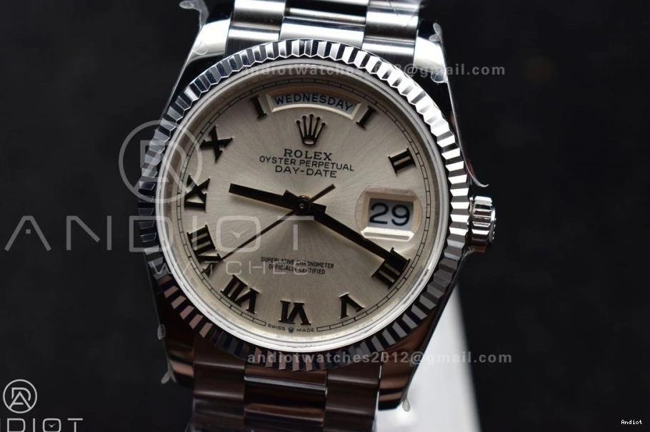 Edition DayDate Best Roman White V5 on Weight) QF vr3255 Steel President Stick 904L SS Bracelet Dial 36 (Gain 0206